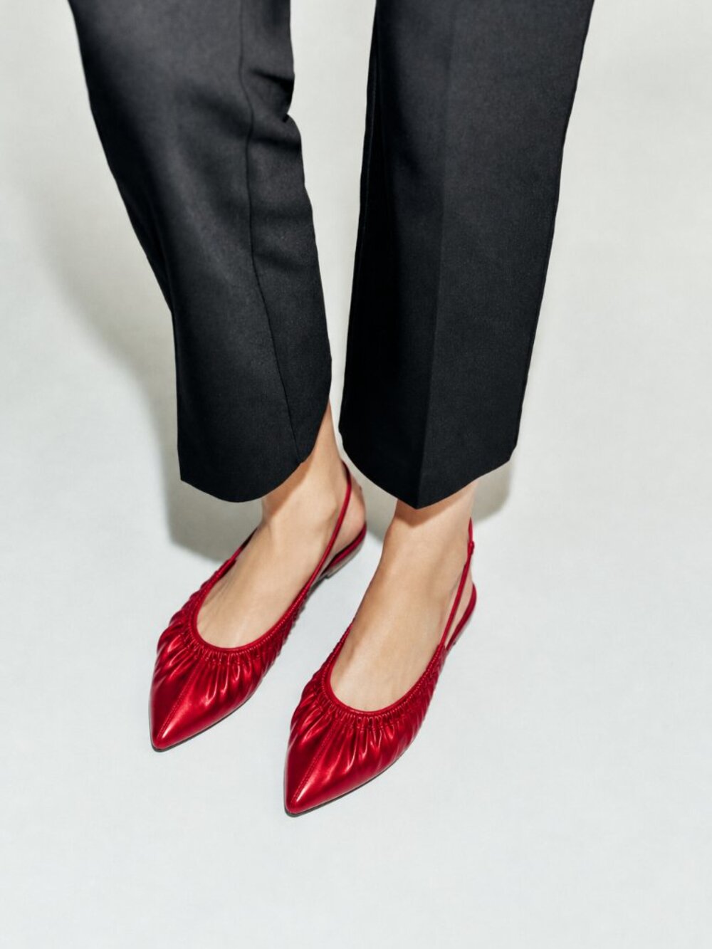 ALDO Women’s Pointed Toe Slingback Ballet Flats Metallic Red Size 7